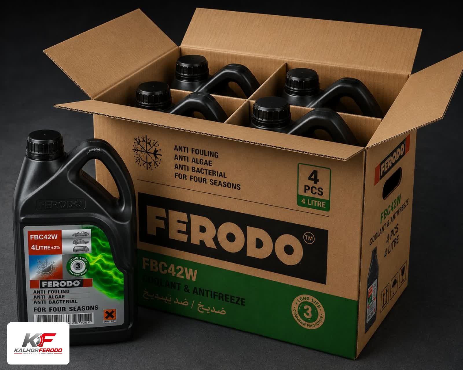 ضدیخ 4لیتری سبز رنگFERODO کارتن 4عددی